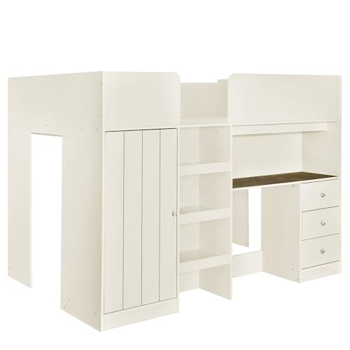 Harper & Bright Designs Full Loft Bed with Desk and Storage, Gray K73009