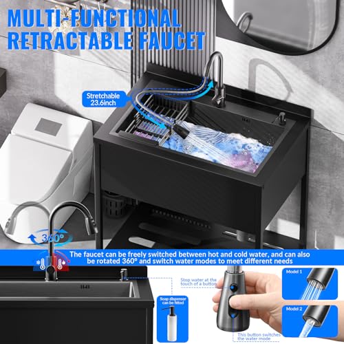Stainless Steel Utility Sink with Faucet and Drain Kit I168
