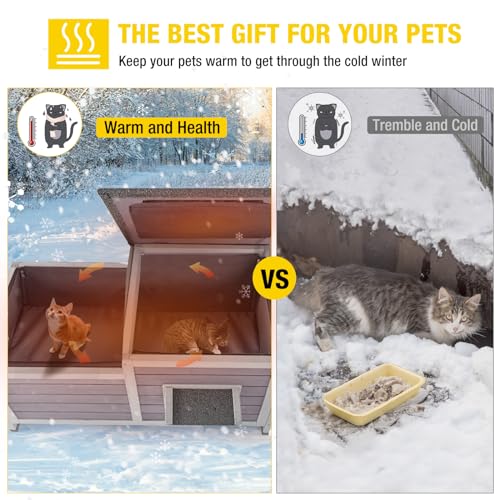 Aivituvin Cat House Indoor 2 Story Feral Cat Shelter for Winter Outdoor Large B645914