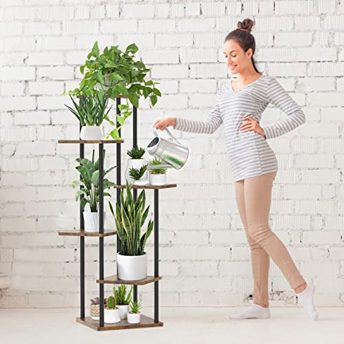 6 Tier Metal Wood Corner Plant Stand Indoor Outdoor H78199