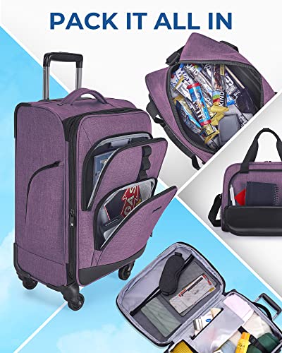BAGSMART Expandable 20" Carry-On Luggage with Spinner Wheels, Black I961842