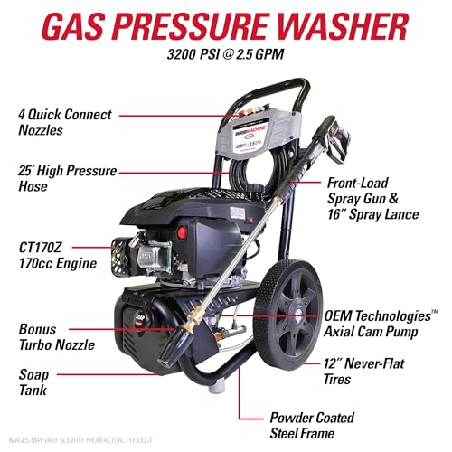 Simpson Cleaning 3400 PSI Gas Pressure Washer, 2.5 GPM, CRX Engine, 25-Foot Hose K189