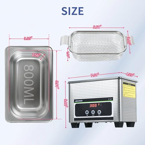 Ultrasonic Cleaner 800ml 40kHz with Timer for Jewelry Watch Ring J481292