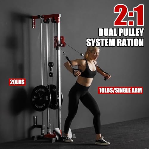 ER KANG Wall Mount Cable Station with Dual Pulley System for Home Gym Q918872