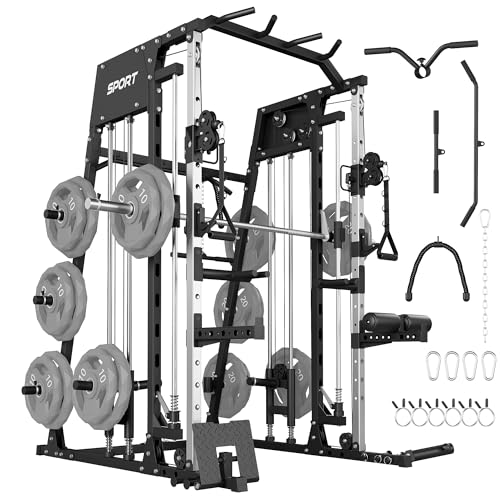 Smith Machine Home Gym 2200LBS Power Cage with Dual Pulley System I748