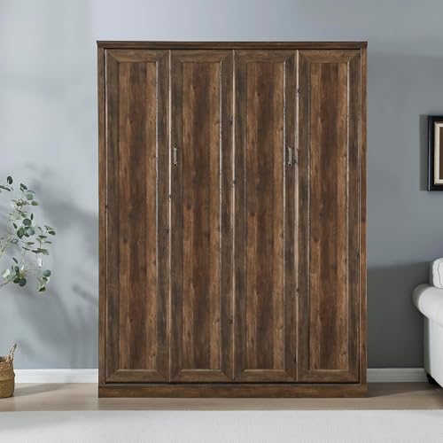 MERITLINE Queen Murphy Bed with Storage Bookcase and Charging Station E996