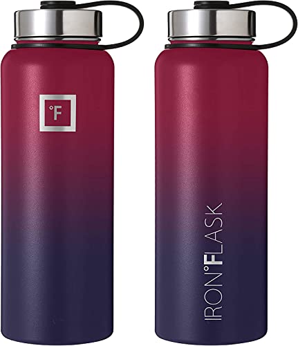 IRON °FLASK Stainless Steel Insulated Water Bottle with 3 Lids, 40 oz U19688