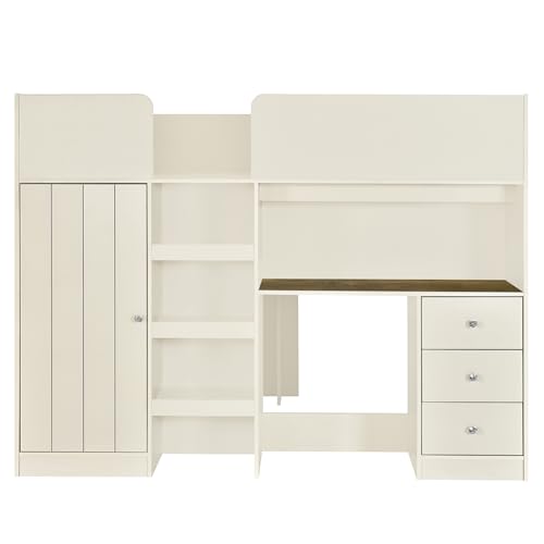 Harper & Bright Designs Full Loft Bed with Desk and Storage, Gray K73009