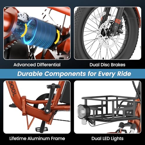 MOONCOOL Electric Tricycle for Adults, 500W 48V Folding 3-Wheel Bike with Basket O9027