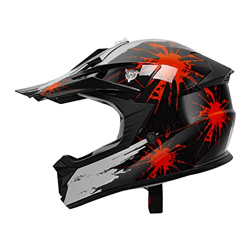 SLMOTO Dot Youth Kids Motocross Offroad Helmet with Goggles and Gloves Blue Skull D851858