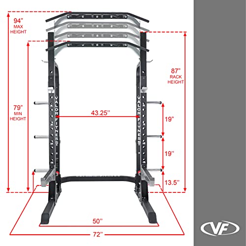 Valor Fitness Half Rack Squat Machine with Pull Up Station, 750lbs Capacity T95458