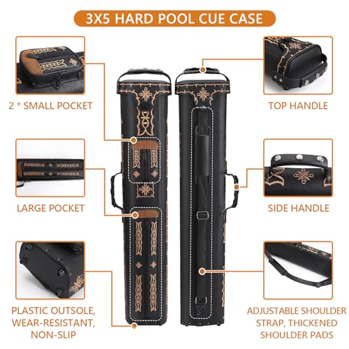 3x5 Leatherette Hard Pool Cue Case 3B5S X50910