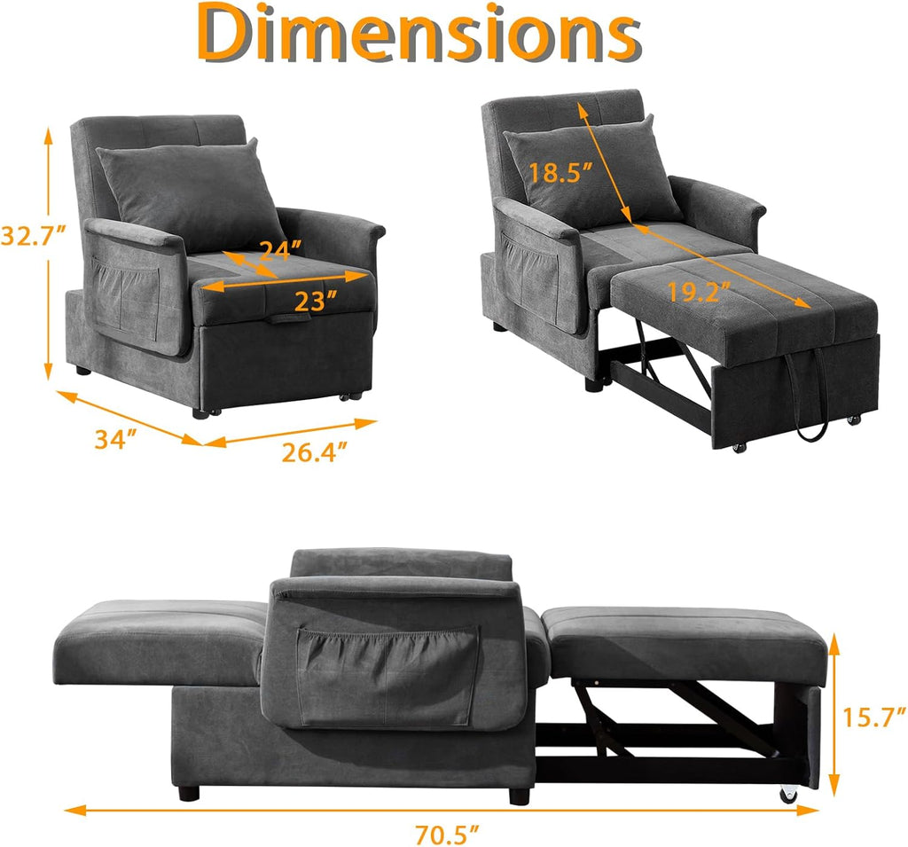 BINGTOO 3 in 1 Folding Sofa Bed Chair with Ottoman N87208
