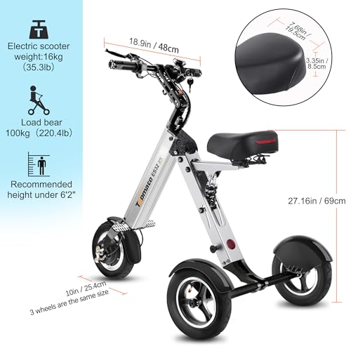 TopMate ES32 Electric Scooter 3-Wheel Foldable Trike for Adults D49422