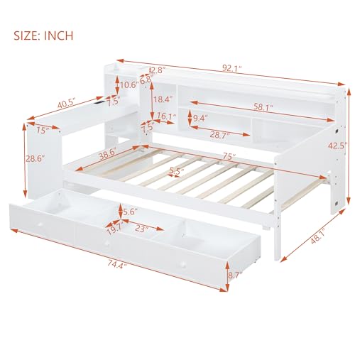 Bellemave Twin Corner Bed Frame with Storage Shelves and Desk, Gray L74206