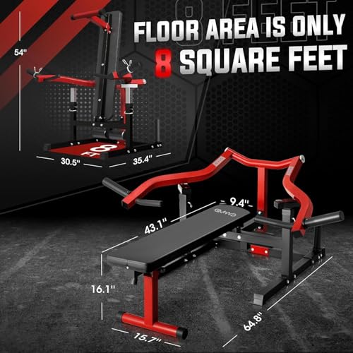 GMWD Chest Press Machine 1050LBS with Independent Converging Arms, Adjustable Bench U29223