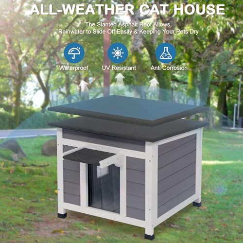 Outdoor Cat House Weatherproof Winter Enclosure for Feral Cats W562161