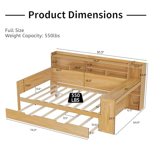 Bellemave Twin Corner Bed Frame with Storage Shelves and Desk, Gray L74206