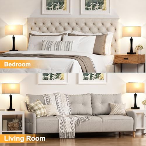 3 Way Dimmable Bedside Lamp Set of 2 with USB Ports C63781
