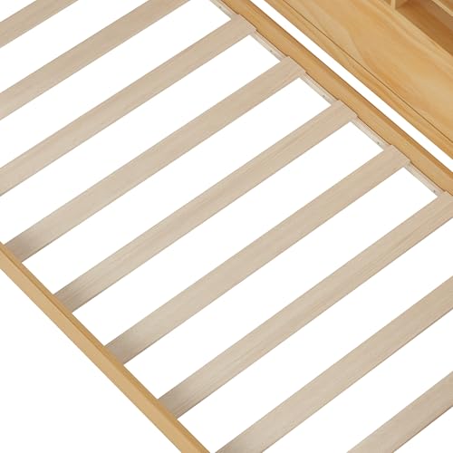 Bellemave Twin Corner Bed Frame with Storage Shelves and Desk, Gray L74206