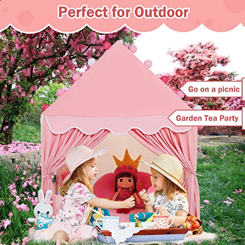 Wilwolfer Kid Tent with Mat and Star Lights - Indoor Playhouse for Toddlers and Girls (Pink) N411519