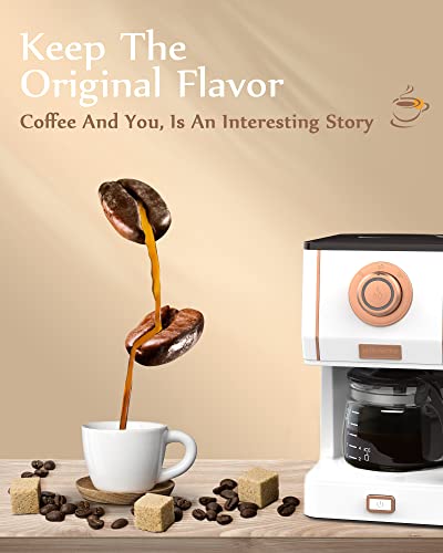 Amaste Drip Coffee Maker, 25 Oz Glass Pot, Retro Style with Reusable Filter Y974
