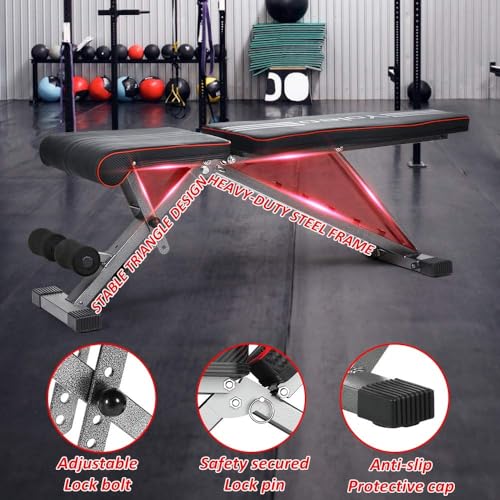 YOLEO Adjustable Weight Bench, Foldable Strength Training, 330 lbs Capacity V8907