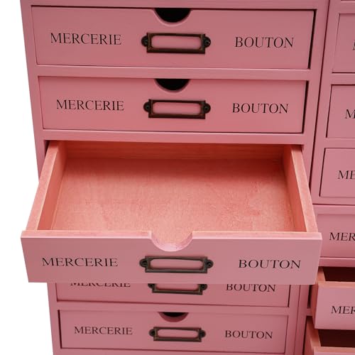 Vintage 16-Drawer Wooden Desktop Organizer with Iron Label Holders N538