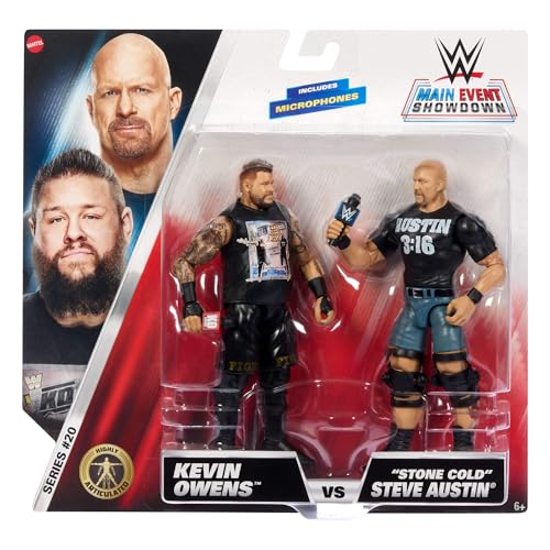 Mattel WWE Main Event Championship Showdown 2-Pack Action Figures, Stone Cold Steve Austin vs Kevin Owens W350846