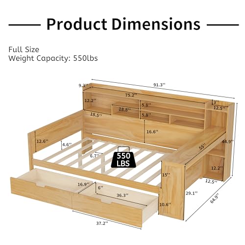 Bellemave Twin Corner Bed Frame with Storage Shelves and Desk, Gray L74206