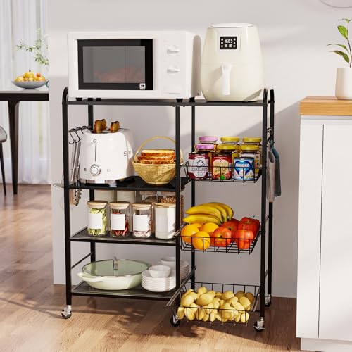 HapiRm Rolling Kitchen Microwave Cart with Pull-Out Baskets X64290