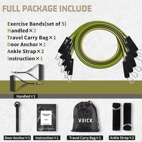 VEICK Resistance Bands with Handles for Home Workout O75059