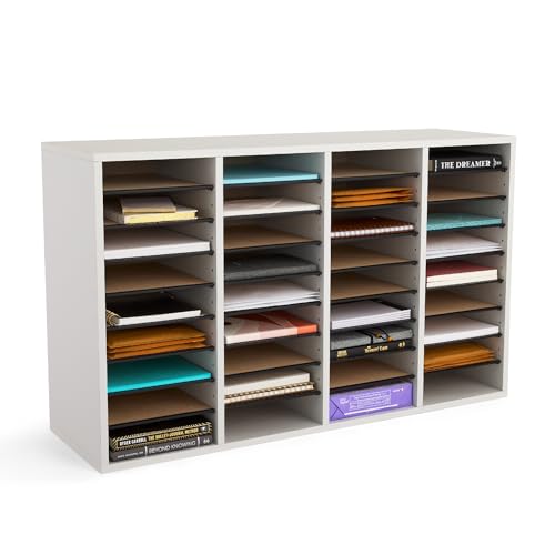 Safco Wooden Paper and Mail Organizer, Adjustable Shelves, Stackable B285