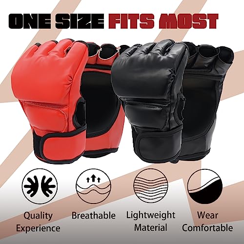2 Pairs Boxing Kickboxing Gloves for Men Women Leather Sparring Training MMA O811