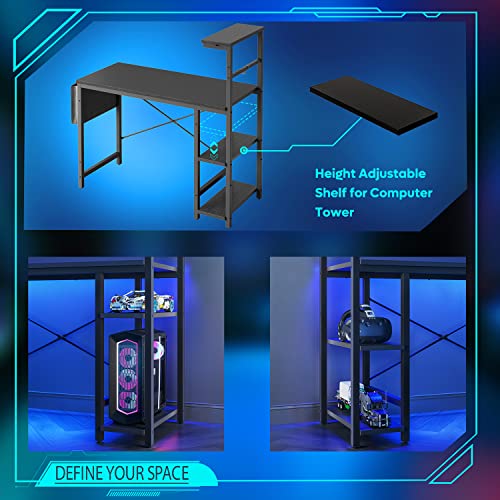 Bestier Gaming Desk with LED Lights, 51.3 Inch Computer Desk Q970