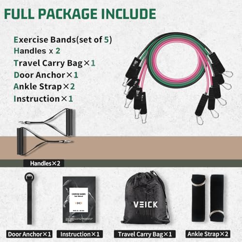 VEICK Resistance Bands with Handles for Home Workout O75059