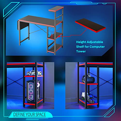 Bestier Gaming Desk with LED Lights, 51.3 Inch Computer Desk Q970