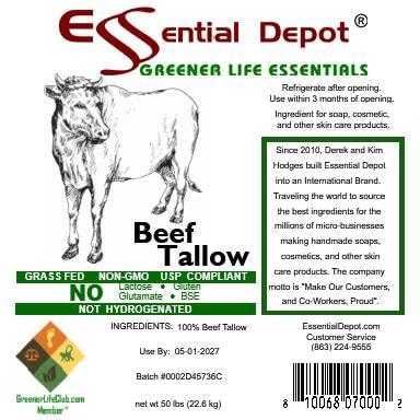 Essential Depot Beef Tallow 50 lbs Grass Fed Non-GMO B435189