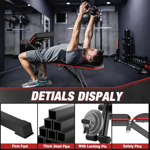 Adjustable Weight Bench for Home Gym, 800 LB Incline Decline Strength Training M735