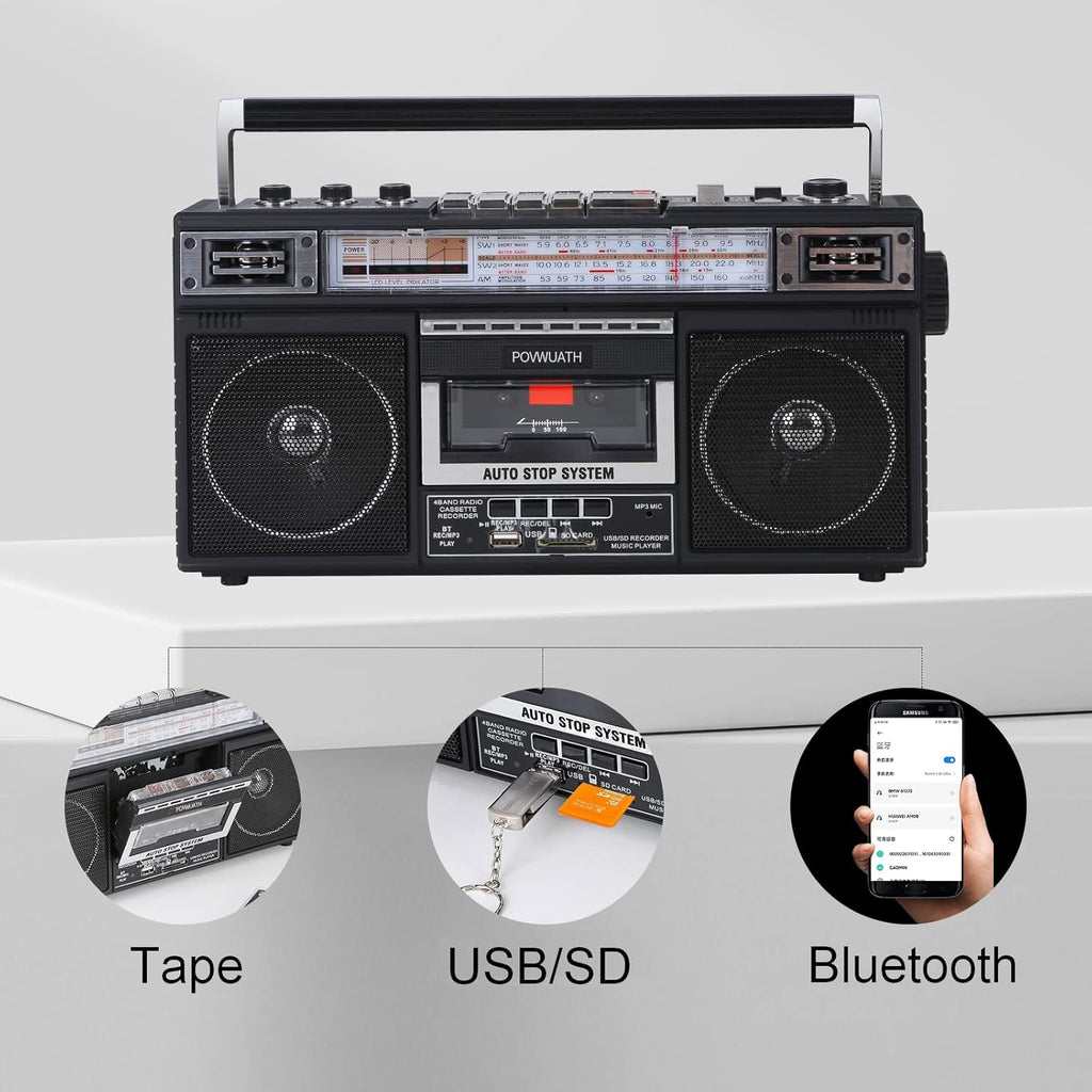 Portable Cassette Player Boombox with AM/FM Radio and Bluetooth U432681