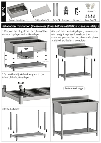 Stainless Steel Freestanding Utility Sink with Pull-out Faucet K489