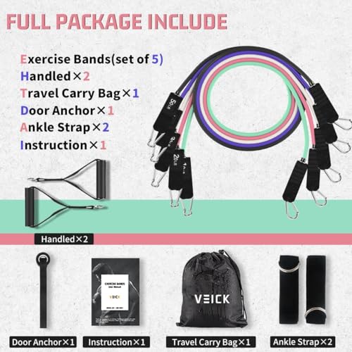 VEICK Resistance Bands with Handles for Home Workout O75059