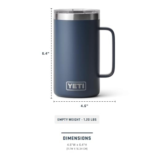 YETI Rambler 24 oz Mug, Stainless Steel, Vacuum Insulated N160
