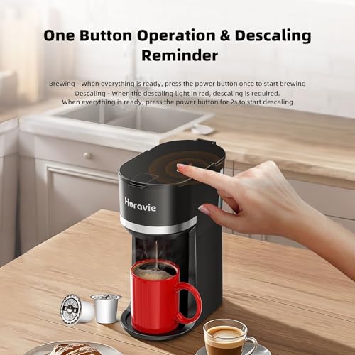 Mini Single Serve Coffee Maker for K Cup & Ground Coffee, Black D139279