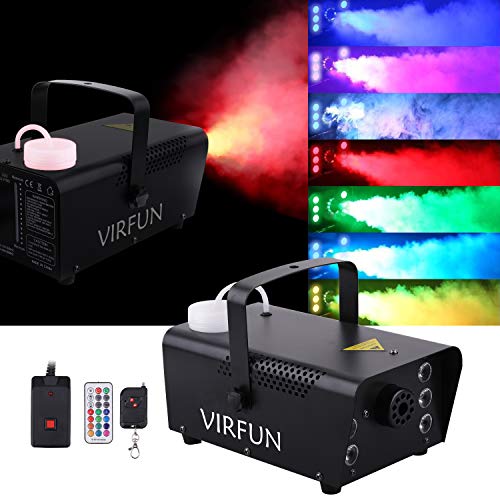 VIRFUN Fog Machine with 6 LED Lights and Remote Control G334