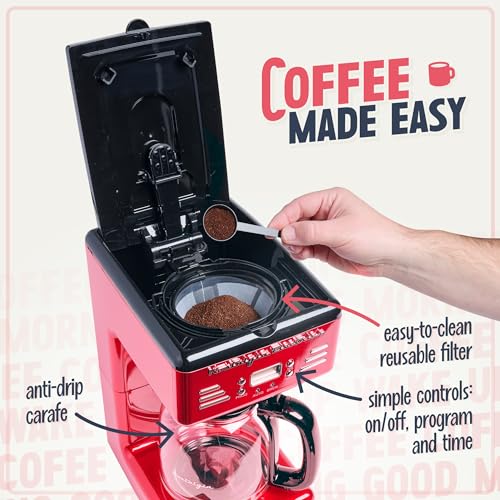 Nostalgia Retro 12-Cup Programmable Coffee Maker with LED Display, Aqua S6557