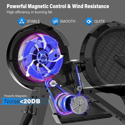 pooboo Rowing Machine for Home, Dual Wind & Magnetic Resistance, Foldable, 400 LB Capacity L3944