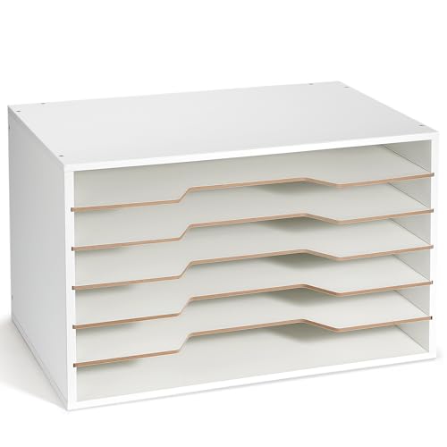 12x18 Wooden Construction Paper Organizer, 6-Tier Desktop File Sorter T909341