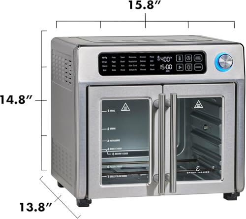 Emeril Lagasse Extra Large French Door Air Fryer Toaster Oven Combo, 26QT, Stainless Steel D86615
