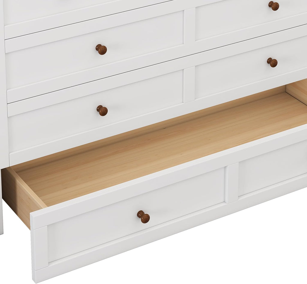 Murphy Bed Full Size with Drawer and Charging Station, White + Walnut Q53827